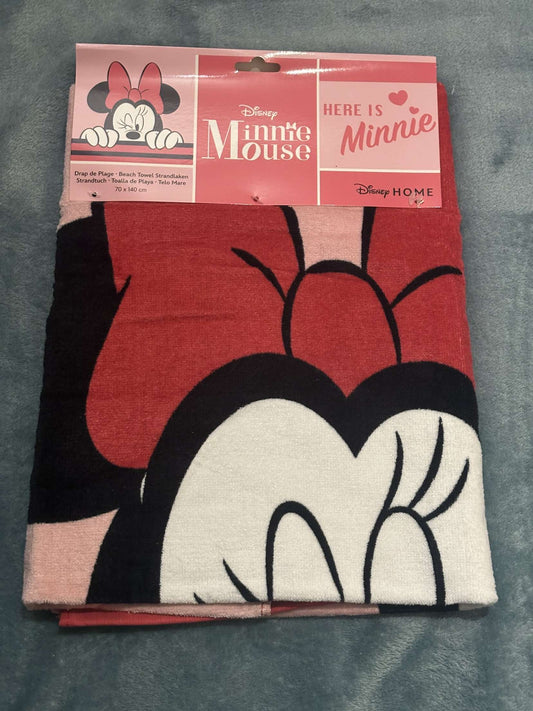 Serviette minnie rose/rouge coton