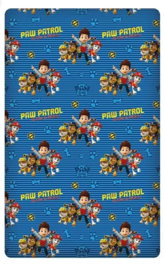 drap housse paw patrol coton 90x200 une personne