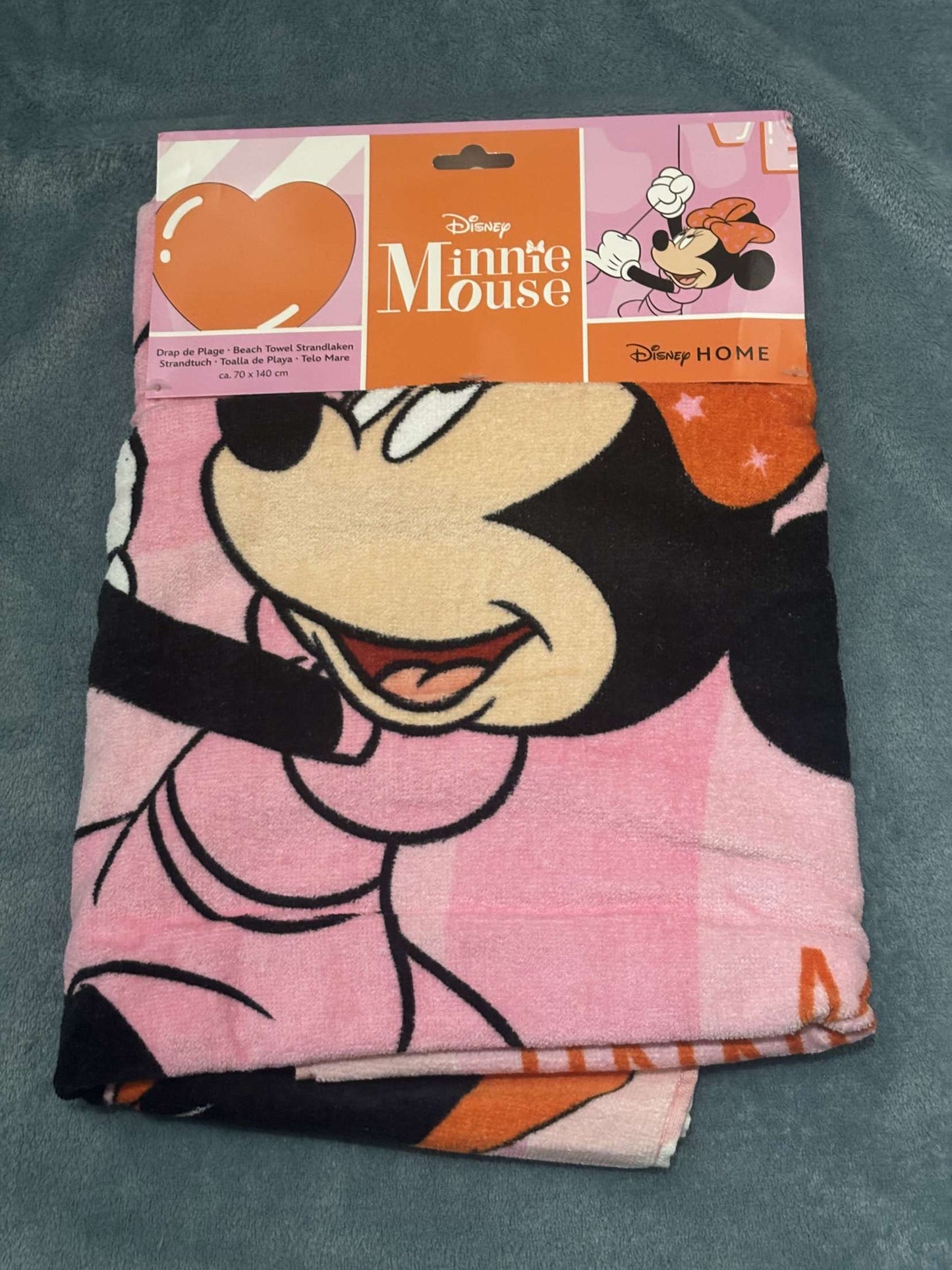 Serviette minnie rose/orange coton