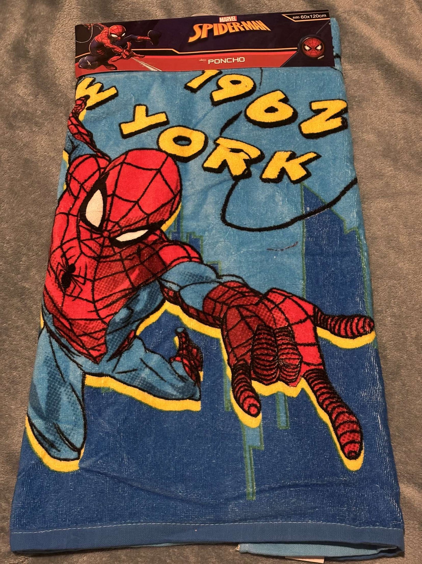 Spiderman light blue cotton bath cape